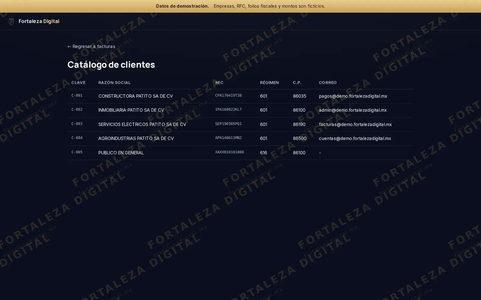 Tus clientes, capturados una vez — pantalla real de nuestro sistema de facturación